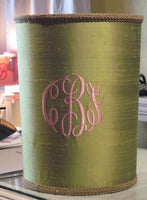 Silk Monogrammed Waste Basket
