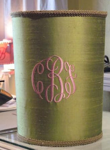 Silk Monogrammed Waste Basket