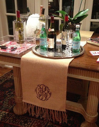 Monogrammed Jute Table Runner