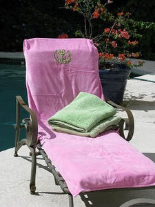 Monogrammed Lounge Chair Cover with Pockets