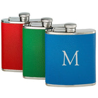 Single Initial Leather Wrapped Flask