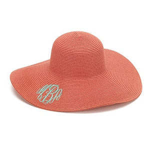 Monogrammed Sun Hat (Coral)