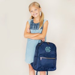 Monogrammed Navy Backpack