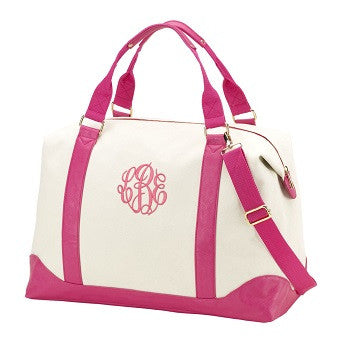 Monogramed Hot Pink Canvas Weekender