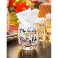 Making Spirits Bright Stemless Wine Glass
