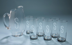 Monogrammed Opera Pitcher & Glass Set