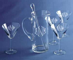 Monogrammed Martini Glasses, Set/4