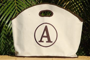 Monogrammed Brown Trim Canvas GG Tote