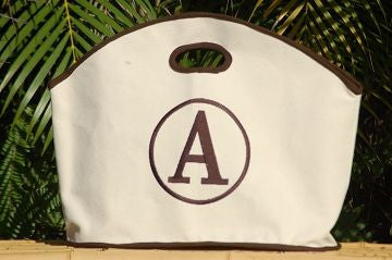 Monogrammed Brown Trim Canvas GG Tote