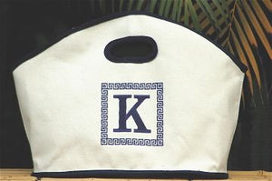 Monogrammed Navy Trim Canvas GG Tote