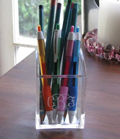 Monogrammed Acrylic Pen & Pencil Holder