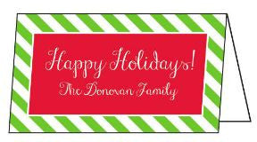 Diagonal Stripe Red and Green Folded Enclosure Card