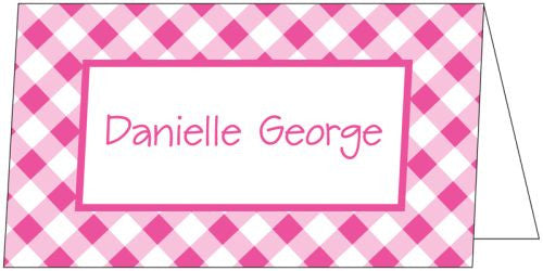 Gingham Hot Pink Folded Enclosure Card