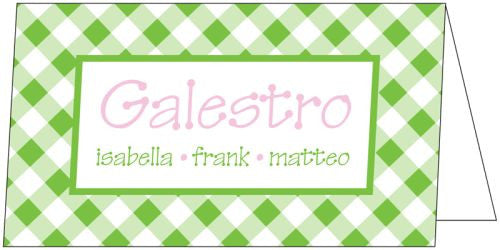 Gingham Lime Folded Enclosure Card