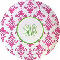 Pink Damask 10" Melamine Plate
