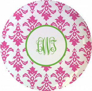 Pink Damask 10" Melamine Plate