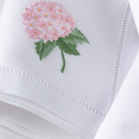 Embroidered Hydrangea Hemstitch Napkin