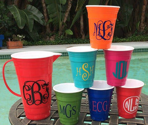 Monogrammed Party Cups and Pitcher