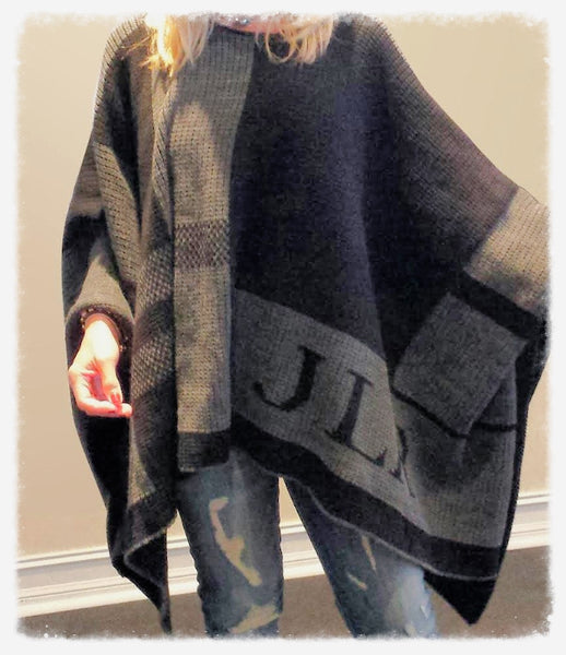 Monogrammed Blanket Poncho