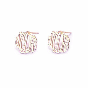 14k Gold Cheshire Handcut Monogram Post Earrings
