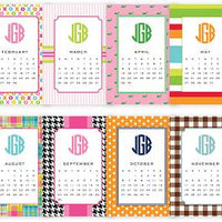 Monogrammed Desktop Preppy Calendar