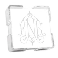 Henley Watercolor Monogram Petite Square - White with Holder