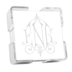 Henley Watercolor Monogram Petite Square - White with Holder