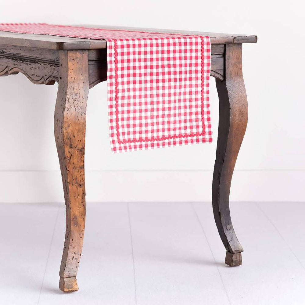 Red Gingham Monogrammed Table Runner
