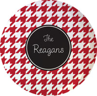 Red Houndstooth 10" Melamine Plate
