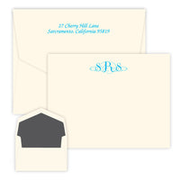 Roma Monogram Raised Ink Flat Correspondence Cards
