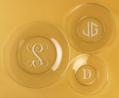Monogrammed Round Buffet Glass Plates
