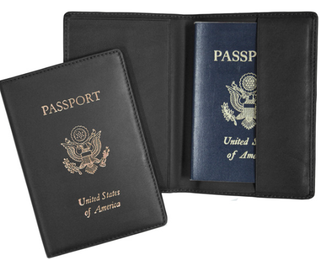 Monogrammed Leather Foil Stamped Passport Jacket