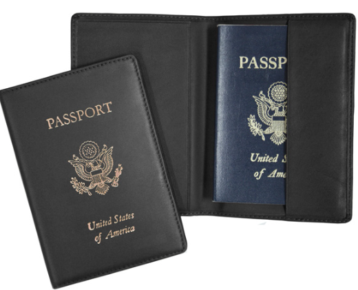 Monogrammed Leather Foil Stamped Passport Jacket