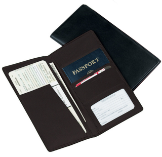 Monogrammed Leather Passport Ticket Holder