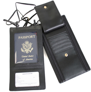 Monogram leather passport holder black grain – Totême