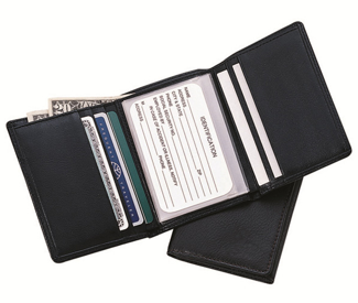 Monogrammed Leather Men's Tri-Fold Wallet