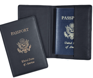 Monogrammed Leather Foil Stamped Passport Jacket