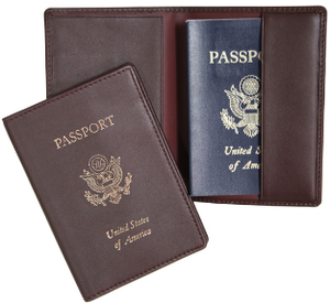 Monogrammed Leather Foil Stamped Passport Jacket