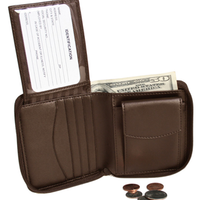 Monogrammed Leather Zip Around Wallet