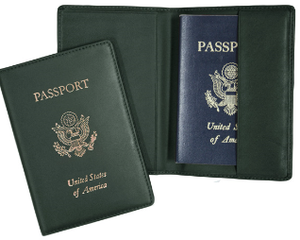 Monogrammed Leather Foil Stamped Passport Jacket