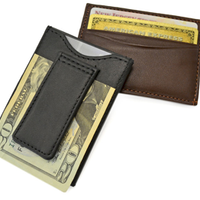 Monogrammed Leather Magnetic Money Clip Wallet