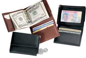 Monogrammed Leather Men's Money Clip Wallet