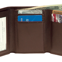 Monogrammed Leather Men's Tri-Fold Wallet with Double ID Window