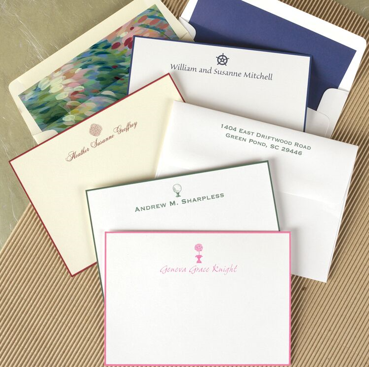 Monogrammed Hand Bordered Cards