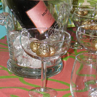 Monogrammed Pair Saucer Champagne Flutes
