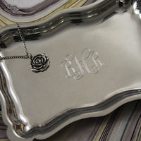 Engraved Pewter 6" Scalloped Tray