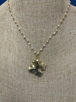 Pearl Gemstone Layering Chain with French Cross