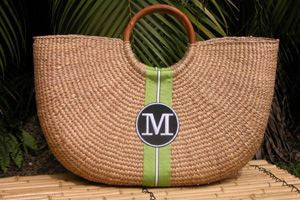 Monogrammed Extra Large Shorty Straw Bag