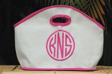 Monogrammed Fuchsia Trim Canvas GG Tote