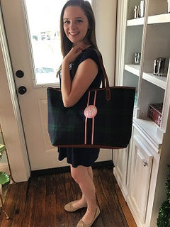 Monogrammed St Anne Tote - Blue Plaid